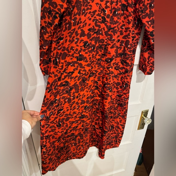 RED LEOPARD BUTTON UP LOOSE DRESS - Picture 3 of 5